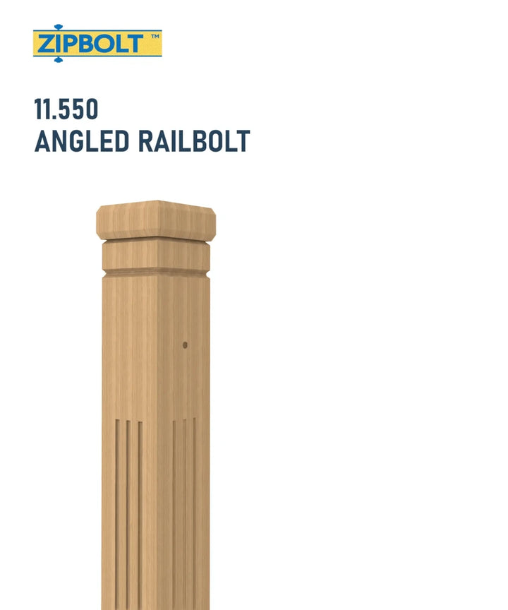 Angled Handrail to Newel Post Connector — 11.560 Angled Railbolt for Lower Staircase Connection - All Things Stairs