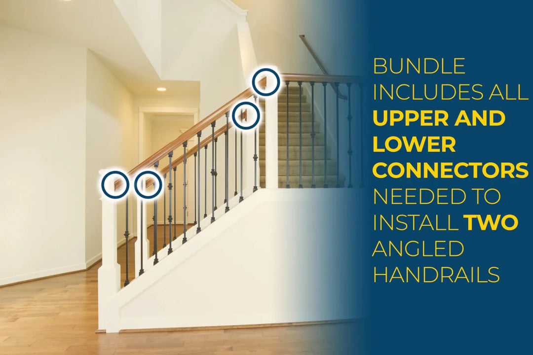 Angled Staircase Handrail to Newel Post Installation Kit — 11.560 Angled Railbolt + 13.960 Angled Slipfix Railbolt - All Things Stairs