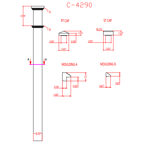 C - 4290 | Landing Box Newel - All Things Stairs