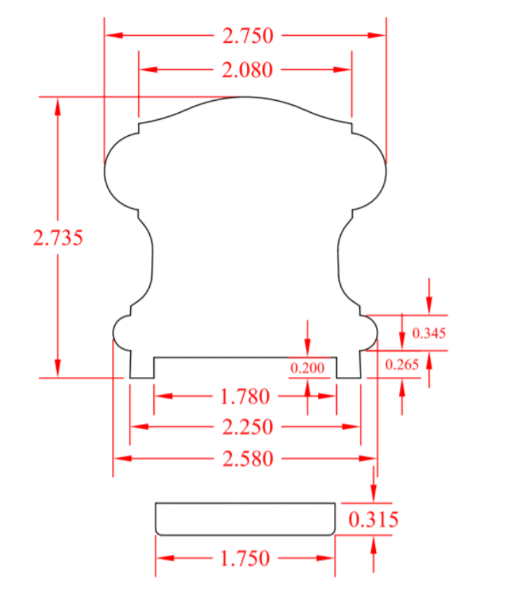 C - 6110P1 | Bristol Series Solid Cap | Plowed 1 - 3/4" with Fillet | Rail - All Things Stairs