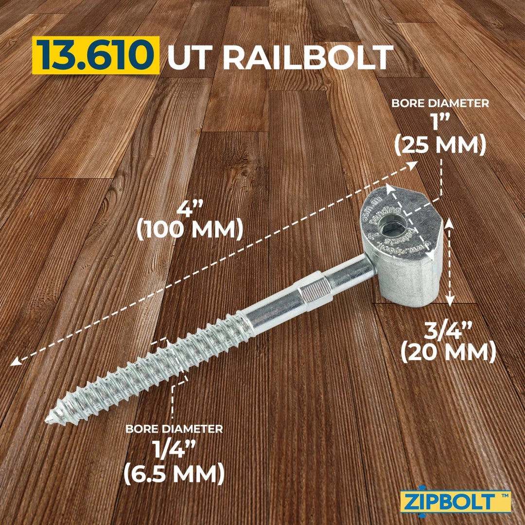 Connect Staircase Handrails to Staircase Fittings and Newels — 13.610 UT Railbolt - All Things Stairs