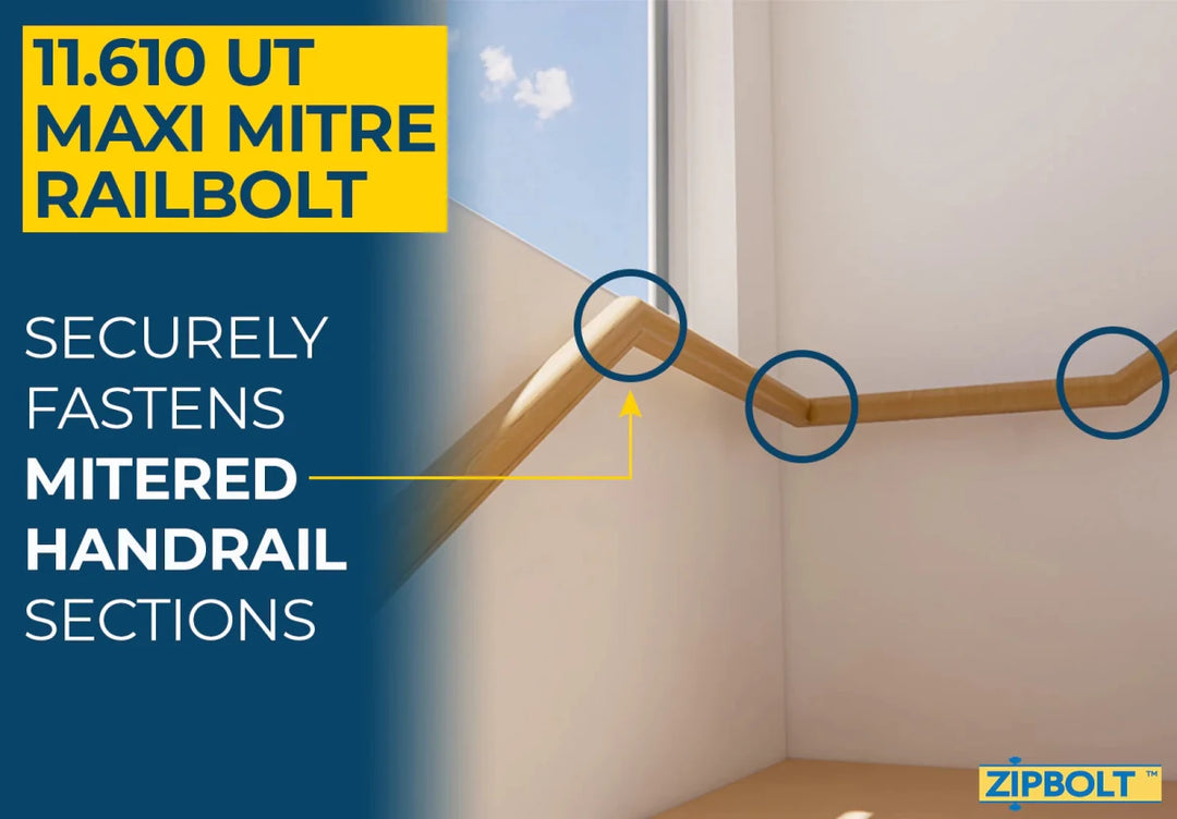 Maxi Mitre Connector - 11.610 Connects Mitered Staircase Handrail Sections - All Things Stairs