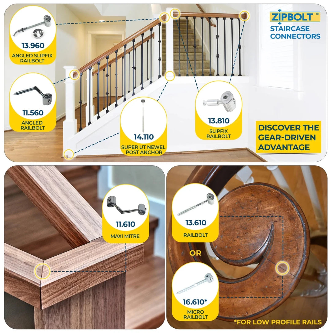Maxi Mitre Connector - 11.610 Connects Mitered Staircase Handrail Sections - All Things Stairs