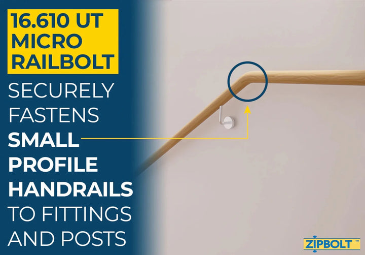 Micro Railbolt – Low Profile Staircase Handrail to Fittings Connector – 16.610 1 Double Pack - All Things Stairs