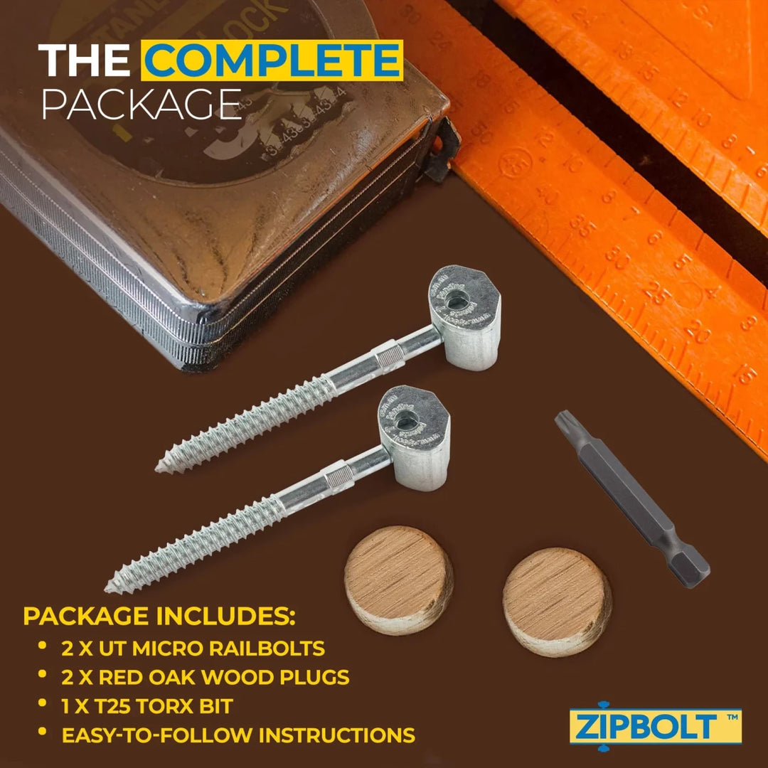 Micro Railbolt – Low Profile Staircase Handrail to Fittings Connector – 16.610 1 Double Pack - All Things Stairs