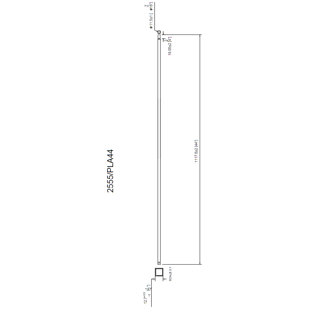 PLA44 | Plain Iron Baluster | 2555 | 1/2" Square - All Things Stairs