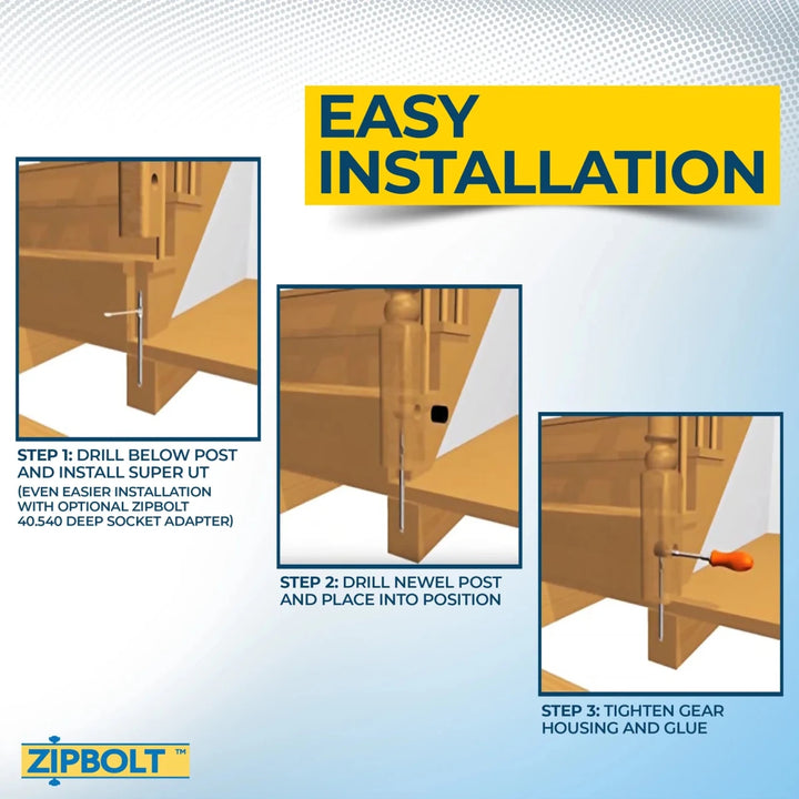 Super UT Newel Post Fastener — 14.110 Quick and Easy Wrench - Free Installation of Staircase Newel Posts - All Things Stairs