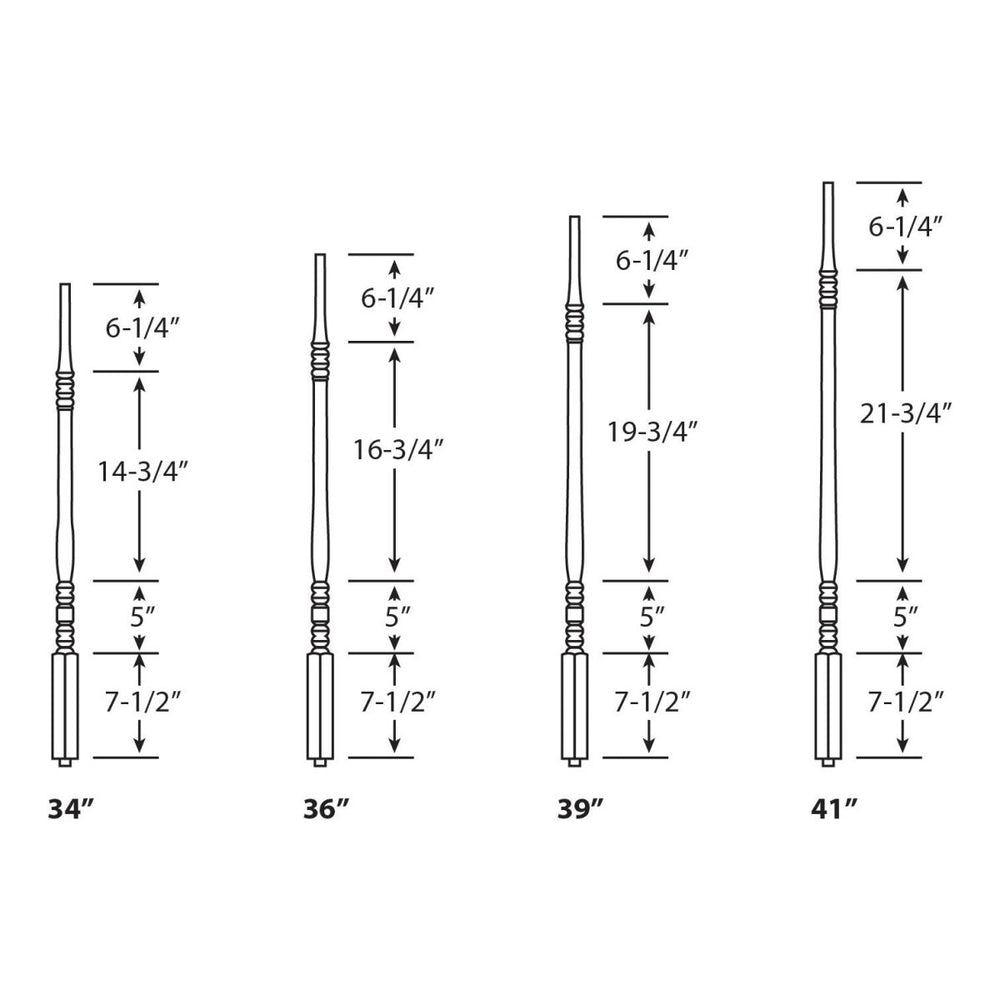 5200 | Wood Baluster | Hampton Pin Top | 1 - 1/4" - All Things Stairs