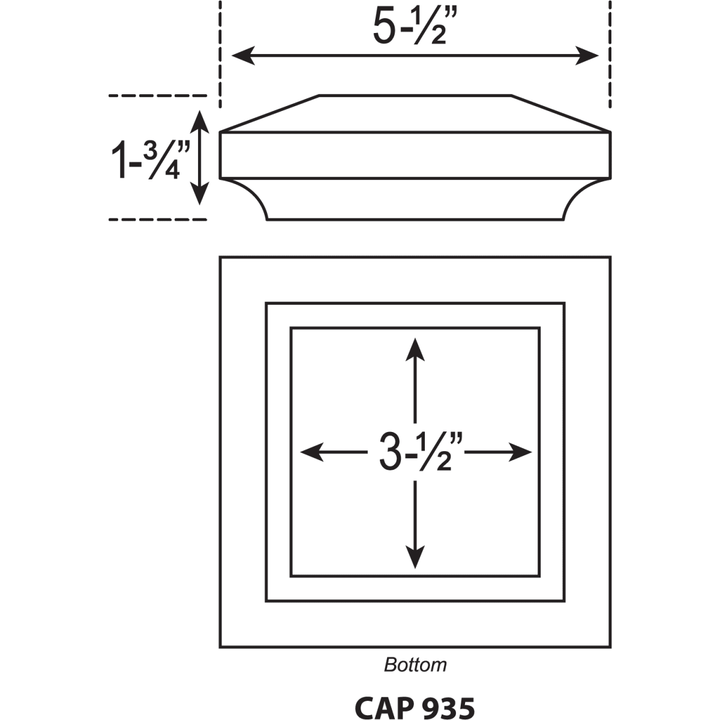 935 | Flat Peak Newel Cap | Fits 3 1/2" Post - All Things Stairs