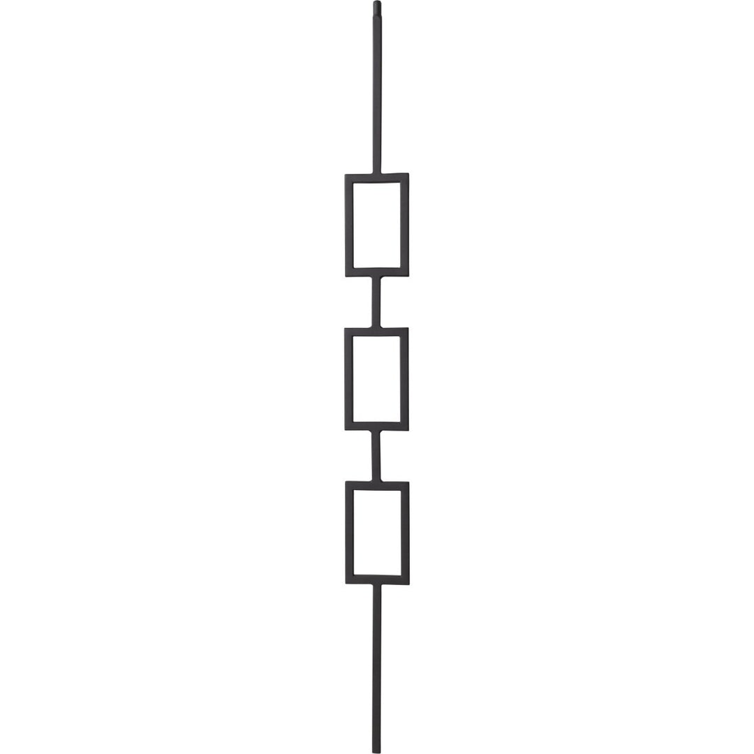 CLEARANCE | T83 | Iron Baluster | Triple Rectangle | 1/2" x 44" | SATIN BLACK - All Things Stairs