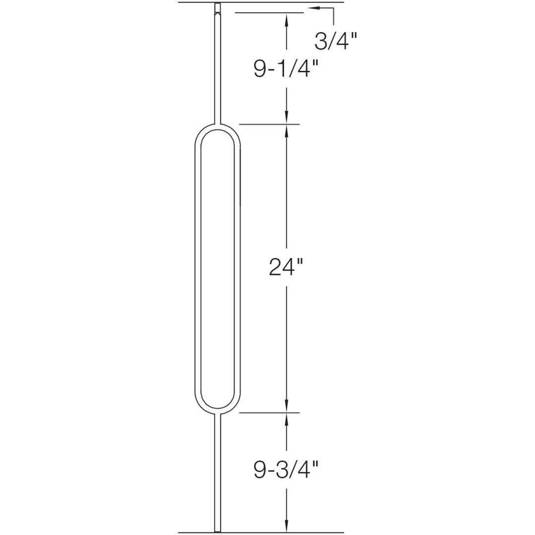 T80 | Iron Baluster | Large Oval | 1/2" x 44" - All Things Stairs
